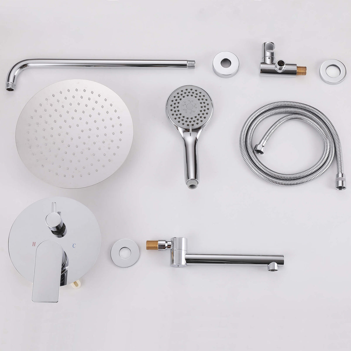 3-Function Round Rain Shower System with Handheld Shower & Tub Spout