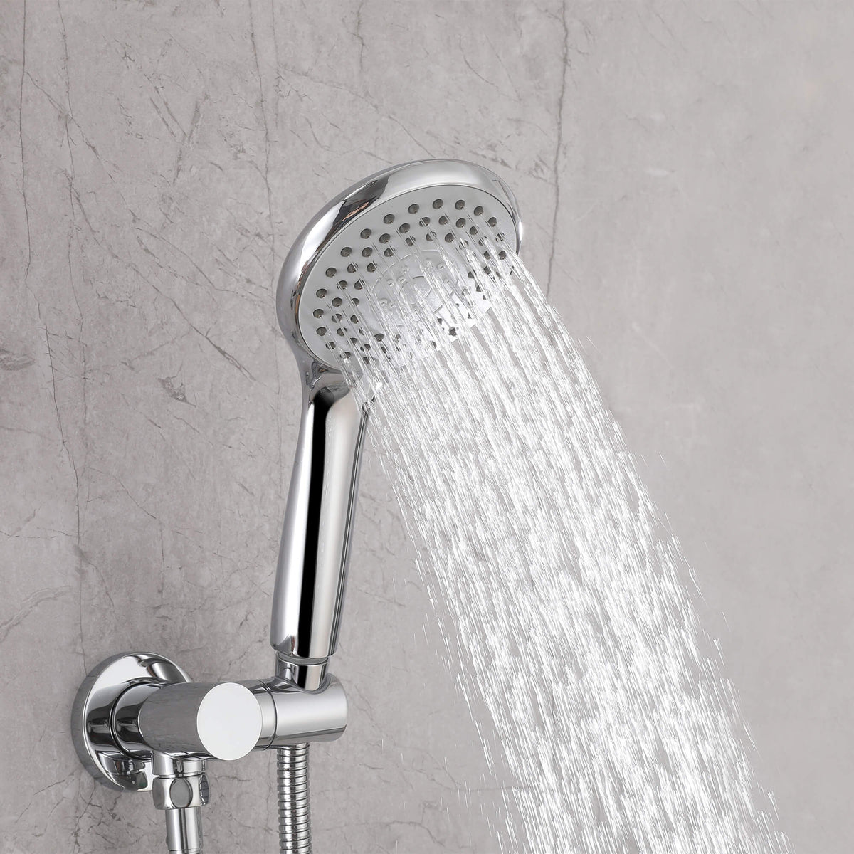 3-Function Round Rain Shower System with Handheld Shower & Tub Spout