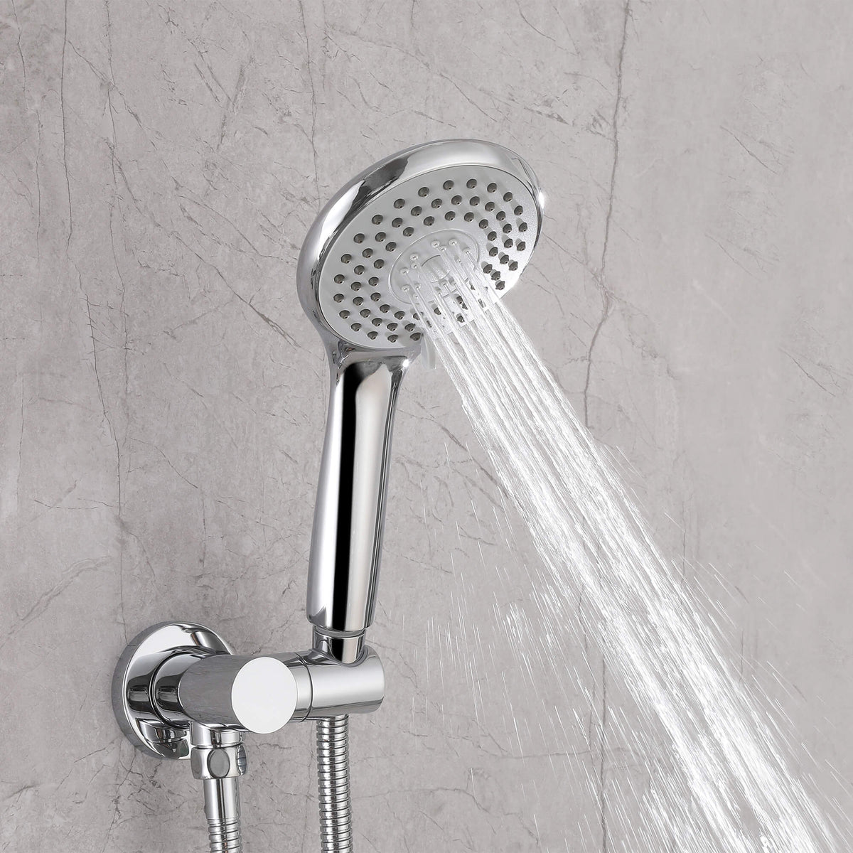 3-Function Round Rain Shower System with Handheld Shower & Tub Spout