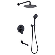 3-Function Round Rain Shower System with Handheld Shower & Tub Spout