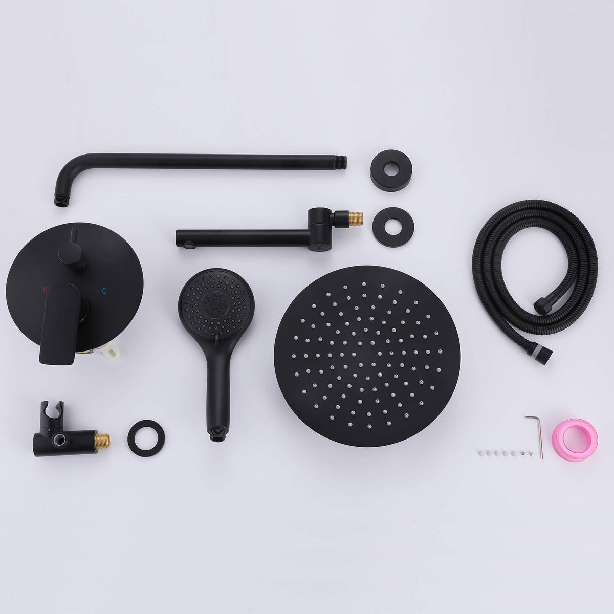 3-Function Round Rain Shower System with Handheld Shower & Tub Spout