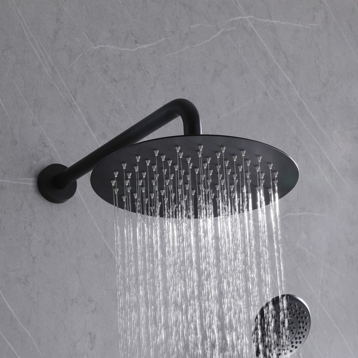 3-Function Round Rain Shower System with Handheld Shower & Tub Spout
