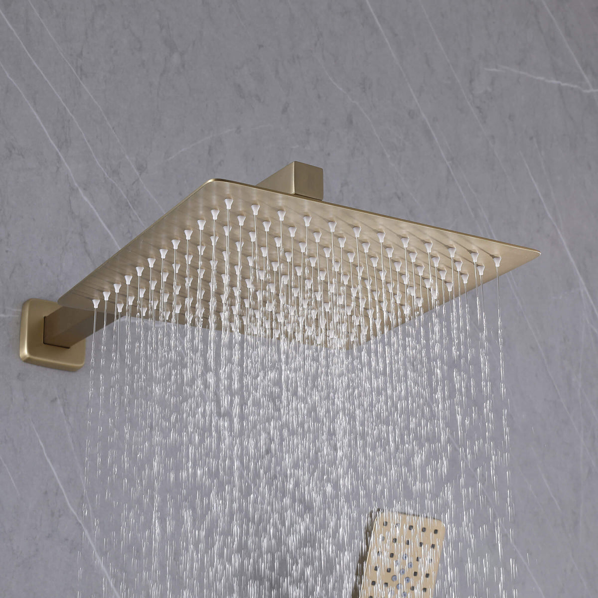 3-Function Square Rain Shower System with Handheld & Tub Spout
