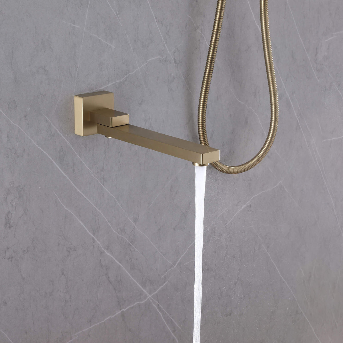 3-Function Square Rain Shower System with Handheld & Tub Spout