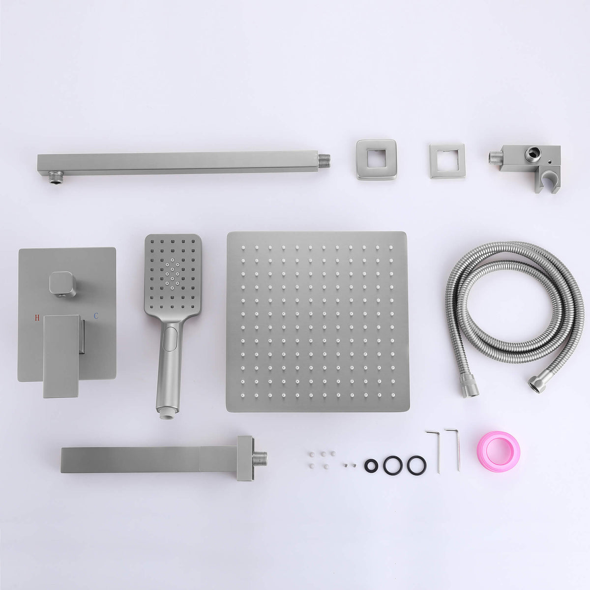 3-Function Square Rain Shower System with Handheld & Tub Spout
