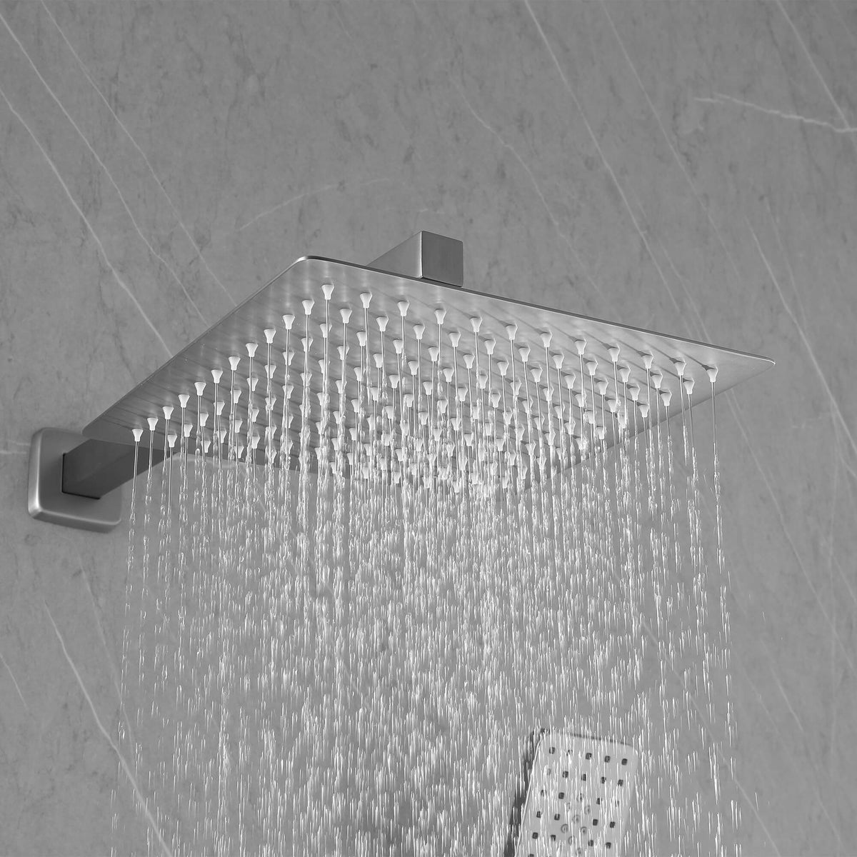 3-Function Square Rain Shower System with Handheld & Tub Spout