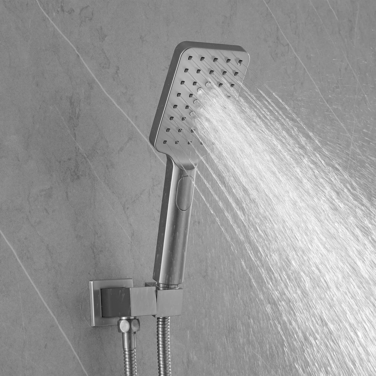 3-Function Square Rain Shower System with Handheld & Tub Spout