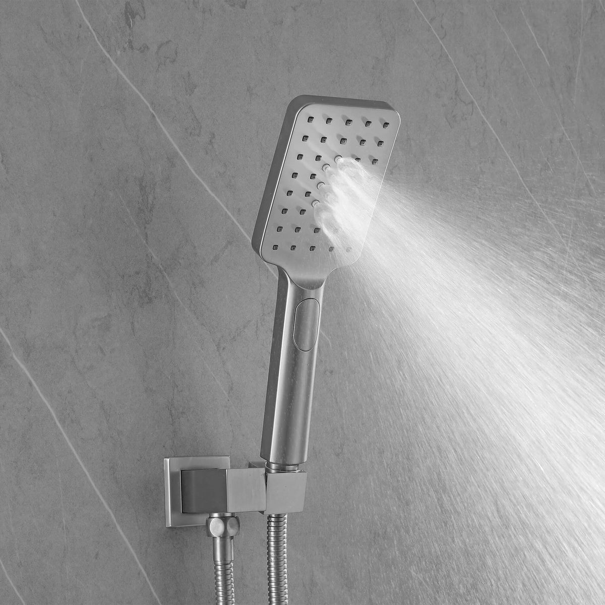 3-Function Square Rain Shower System with Handheld & Tub Spout