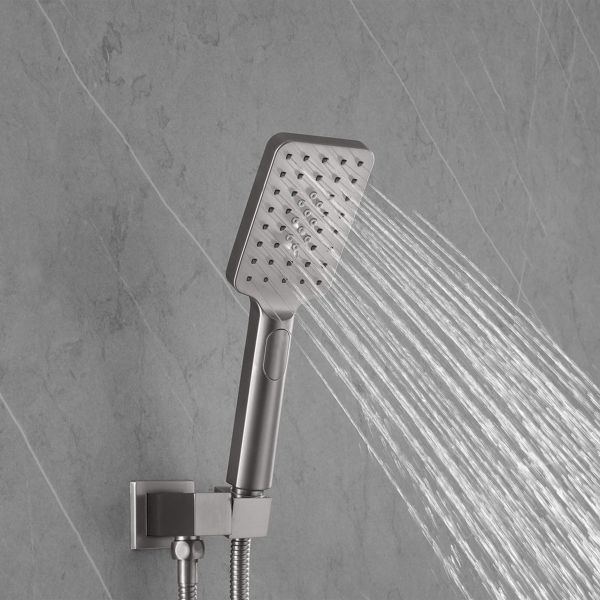 3-Function Square Rain Shower System with Handheld & Tub Spout