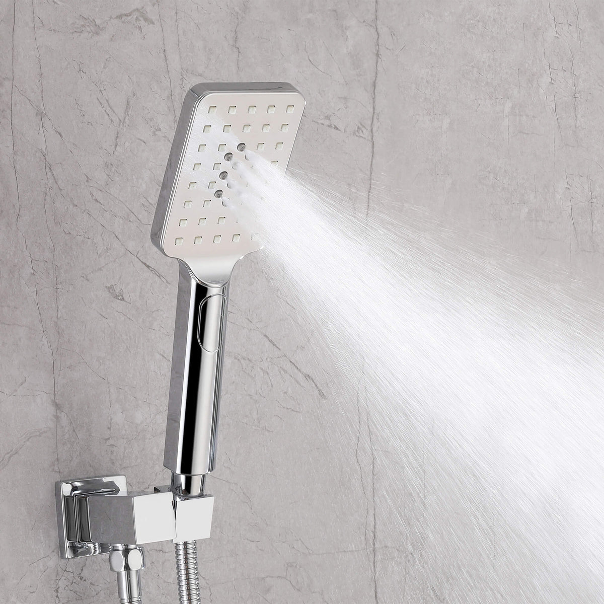 3-Function Square Rain Shower System with Handheld & Tub Spout