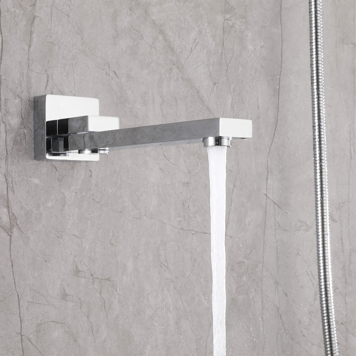 3-Function Square Rain Shower System with Handheld & Tub Spout