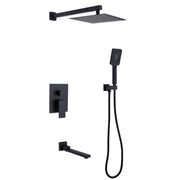 3-Function Square Rain Shower System with Handheld & Tub Spout