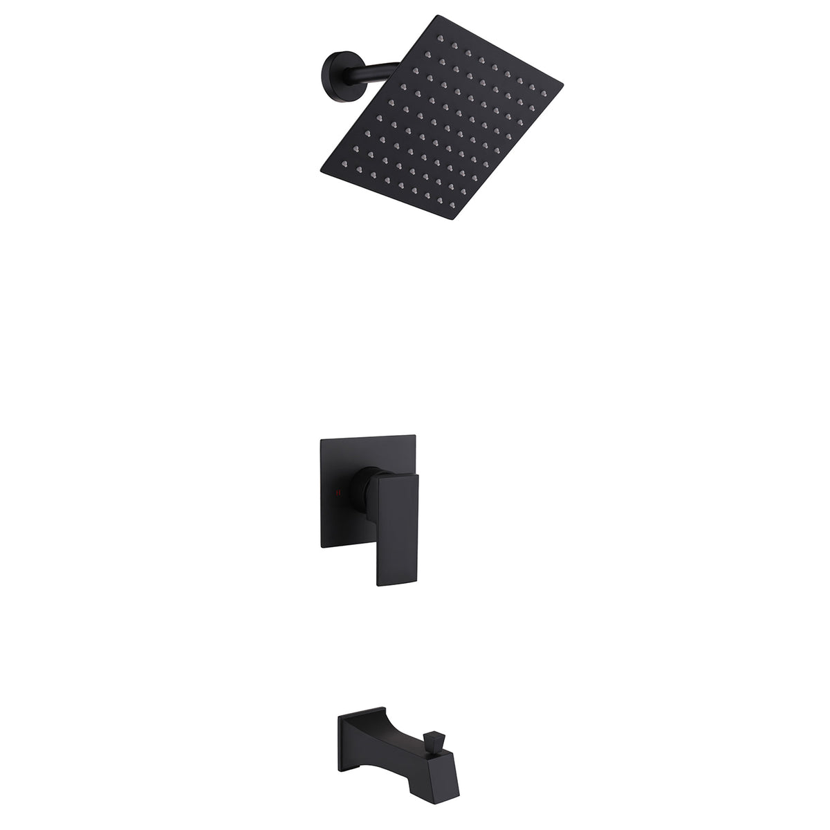 2-Function Square Rain Shower System with Tub Spout