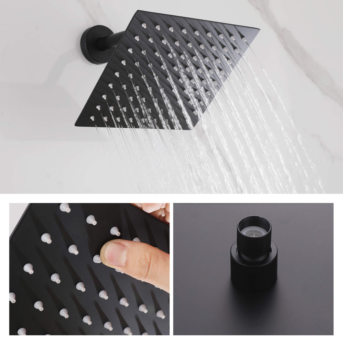 2-Function Square Rain Shower System with Tub Spout