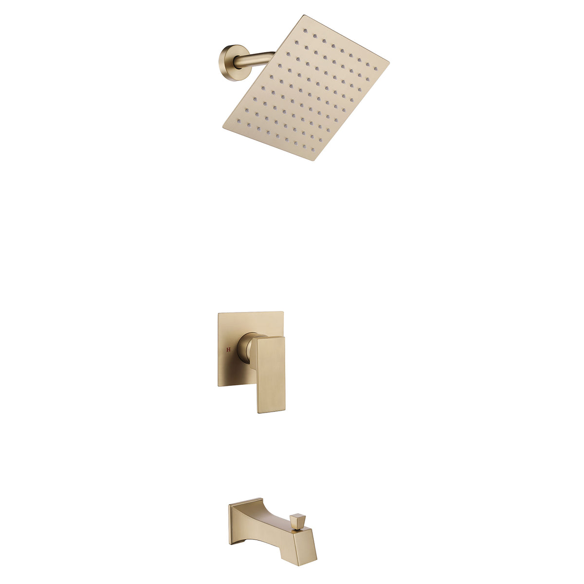 2-Function Square Rain Shower System with Tub Spout
