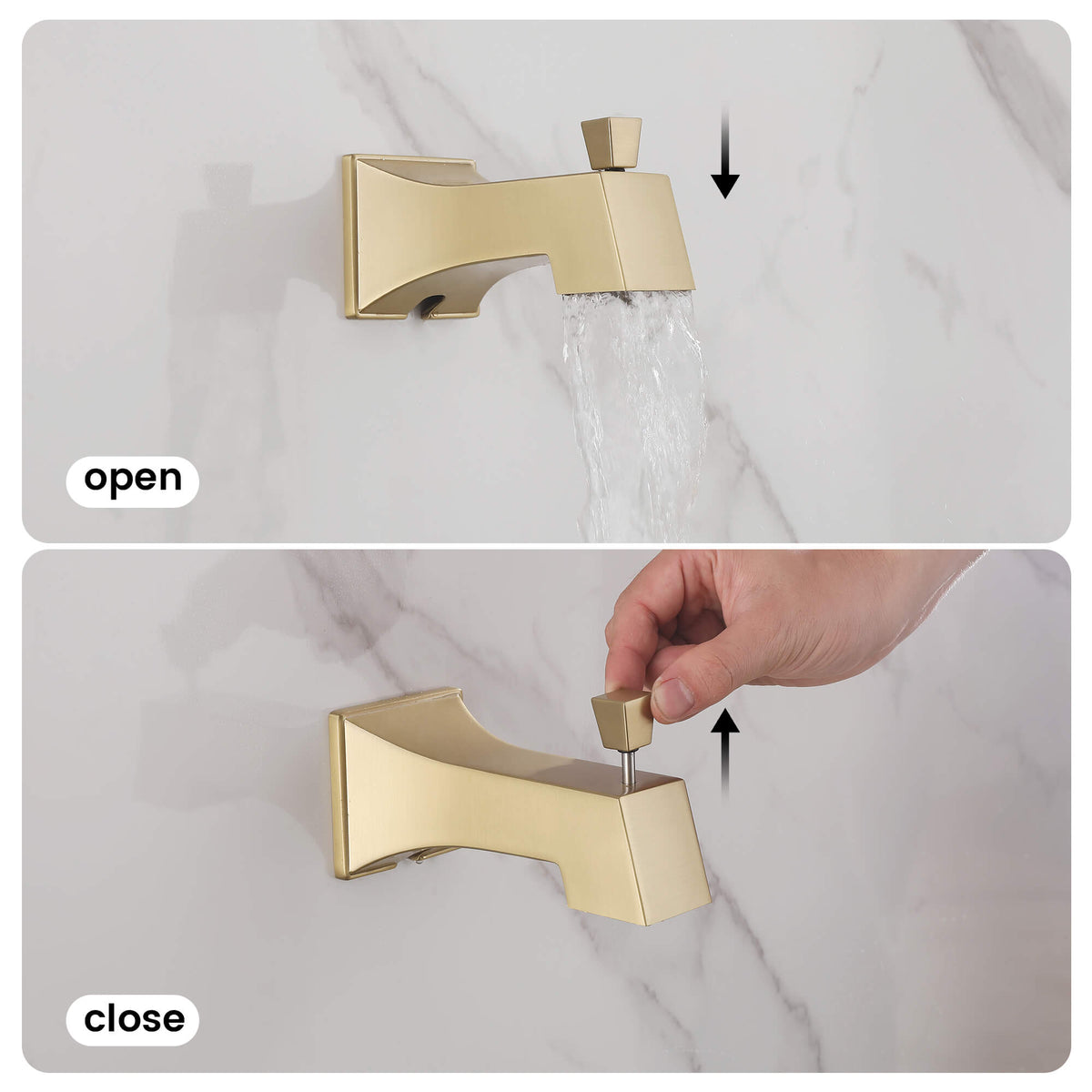 2-Function Square Rain Shower System with Tub Spout
