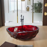 Luxury 66-Inch Red Transparent Resin Freestanding Bathtub Acrylic Soaking Tub