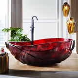 Luxury 66-Inch Red Transparent Resin Freestanding Bathtub Acrylic Soaking Tub