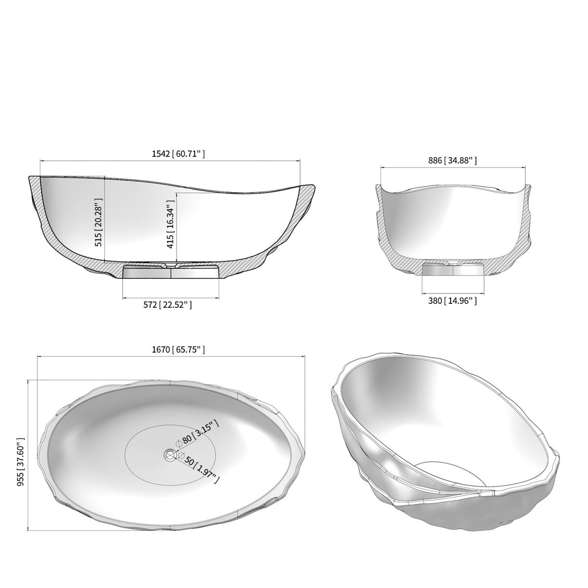 Fiery Red Transparent Acrylic Resin Freestanding Soaking Bathtub