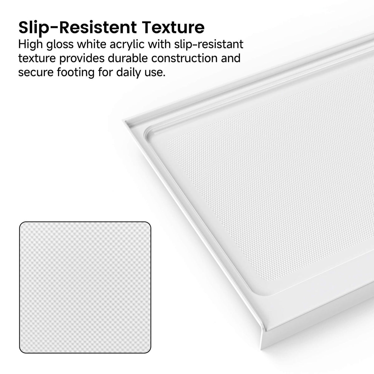 60 in. W × 32 in. D × 4 in. H Single Threshold Acrylic Shower Base – Center, Left or Right Drain