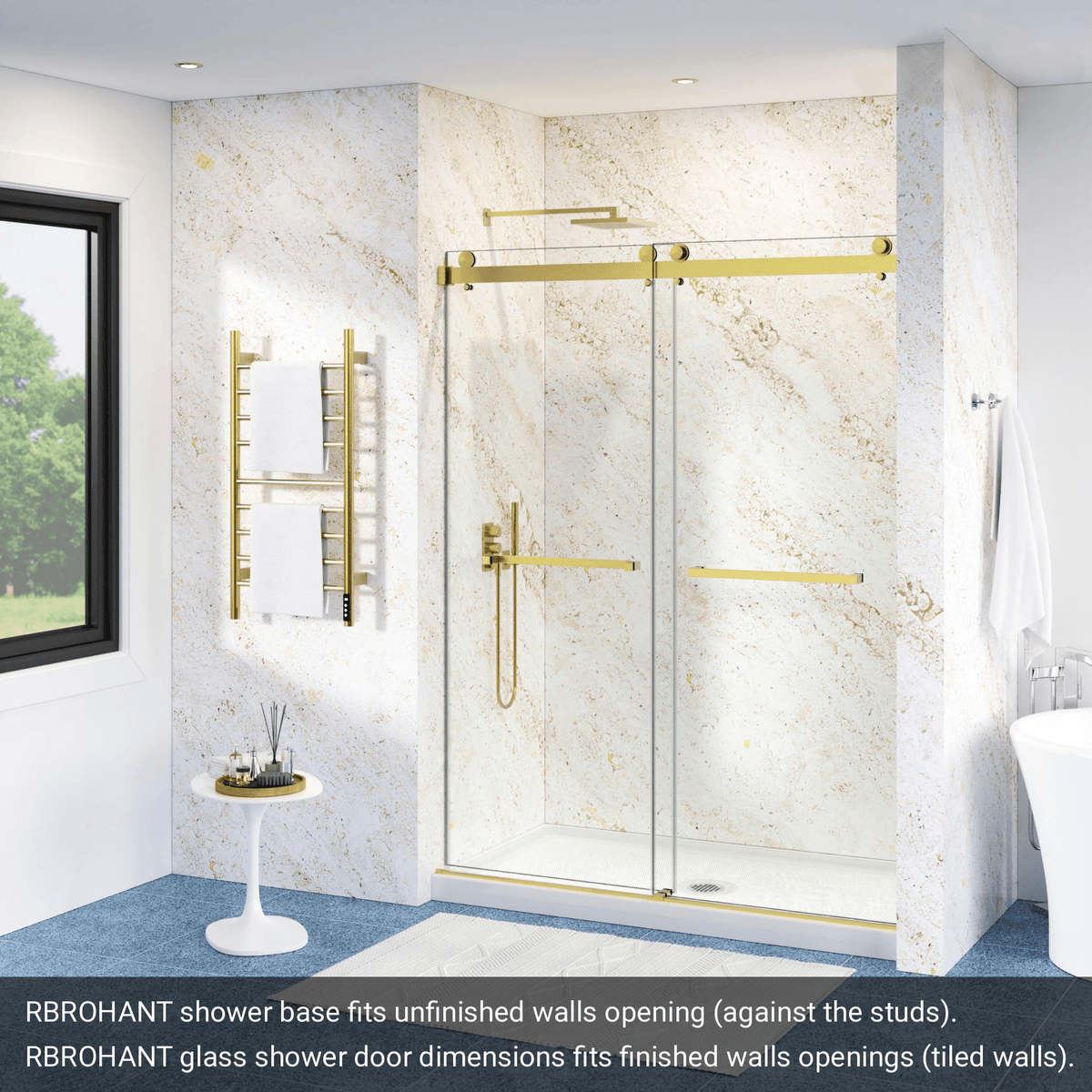 60 in. W × 32 in. D × 4 in. H Single Threshold Acrylic Shower Base – Center, Left or Right Drain