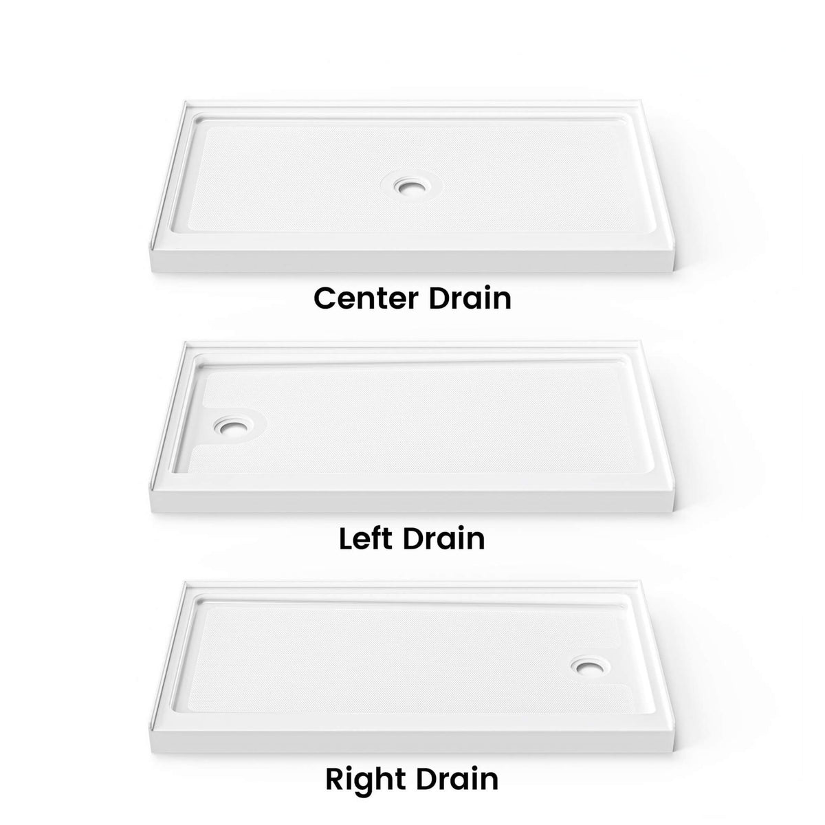 60 in. W × 32 in. D × 4 in. H Single Threshold Acrylic Shower Base – Center, Left or Right Drain