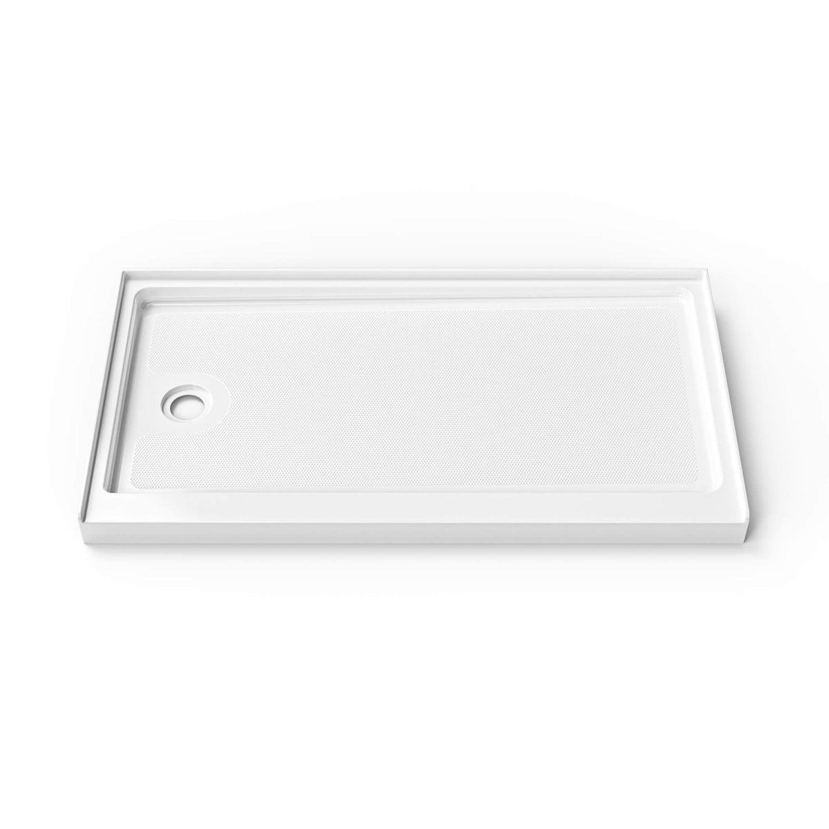 60 in. W × 32 in. D × 4 in. H Single Threshold Acrylic Shower Base – Center, Left or Right Drain
