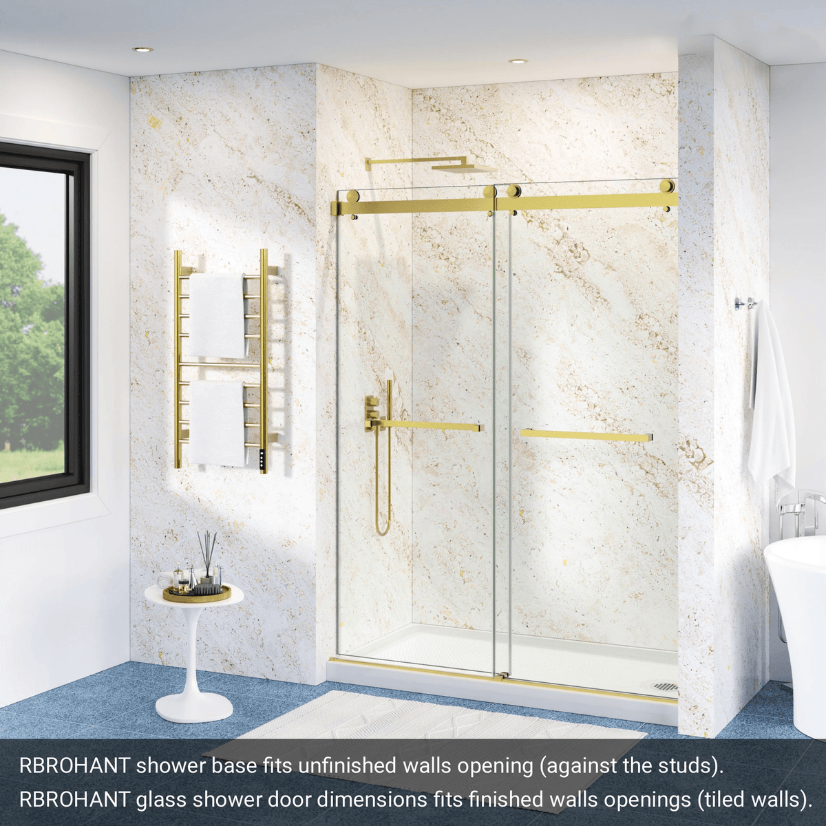 60 in. W × 32 in. D × 4 in. H Single Threshold Acrylic Shower Base – Center, Left or Right Drain