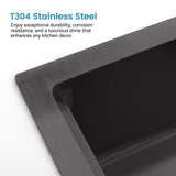 33-Inch Black Drop-In Kitchen Sink with Ledge and Accessories