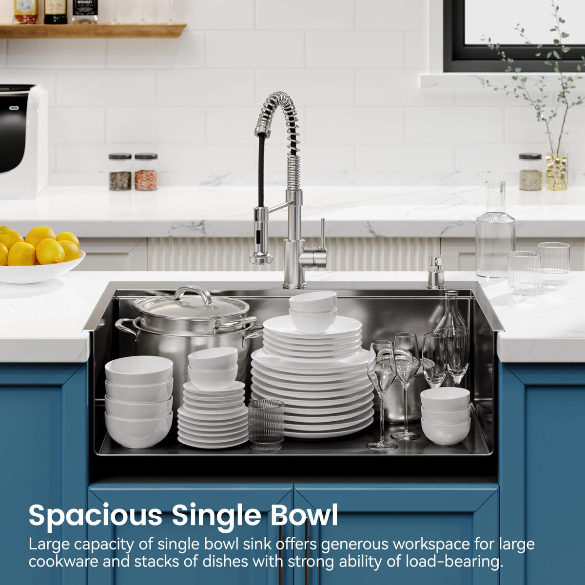 33-Inch Drop In Stainless Steel Workstation Sink with Accessories Single Bowl Matte Black