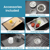33-Inch Black Drop-In Kitchen Sink with Ledge and Accessories