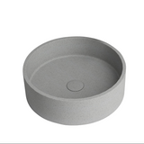 15'' Round Concrete Vessel Bathroom Sink in Grey without Faucet and Drain