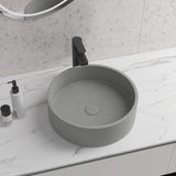 Rbrohant Vessel Bathroom Sink in Grey without Faucet and Drain