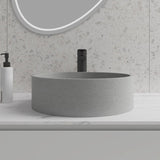15'' Round Concrete Vessel Bathroom Sink in Grey without Faucet and Drain