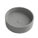 15'' Round Concrete Vessel Bathroom Sink in Grey without Faucet and Drain