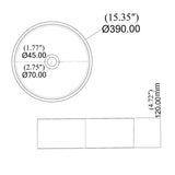 15'' Round Concrete Vessel Bathroom Sink in Grey without Faucet and Drain