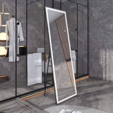 LED Full-Length Mirror Freestanding Lighted Floor Mirror Wall-Mounted 3-Color Dimmable Lighting Hanging Mirror