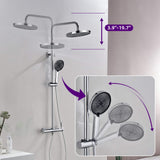 3-Function Exposed Stainless Steel Rain Shower Column with Waterfall Tub Filler