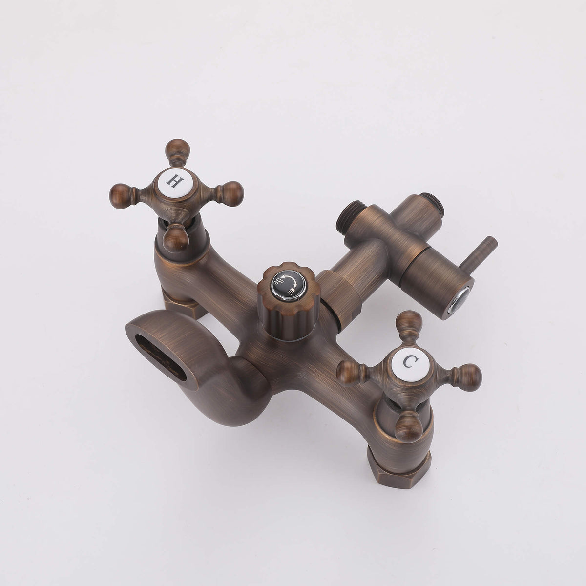 Antique brass dual handle shower mixer