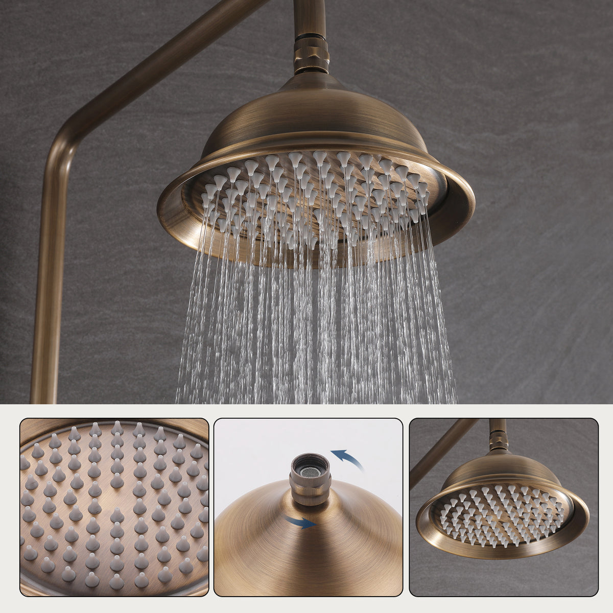 Vintage 3-Function Exposed Tub Shower System with Crystal Diverter