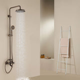 Antique brass rainfall shower running