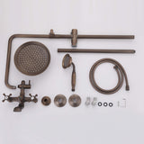 Components of antique brass shower system