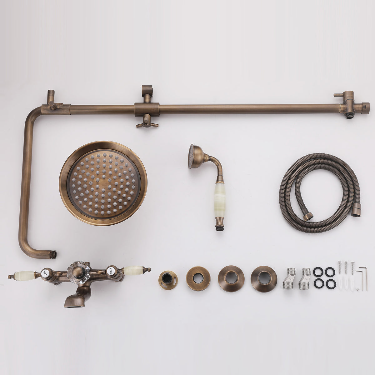 Vintage 3-Function Exposed Tub Shower System with Crystal Diverter