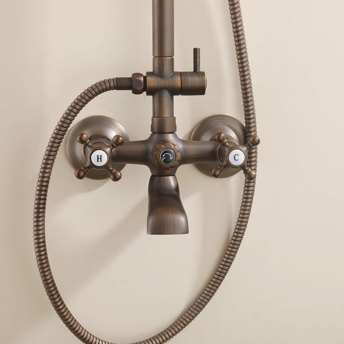 Antique brass tub spout detail