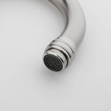 Brushed nickel bathroom faucet aerator detail for smooth water flow
