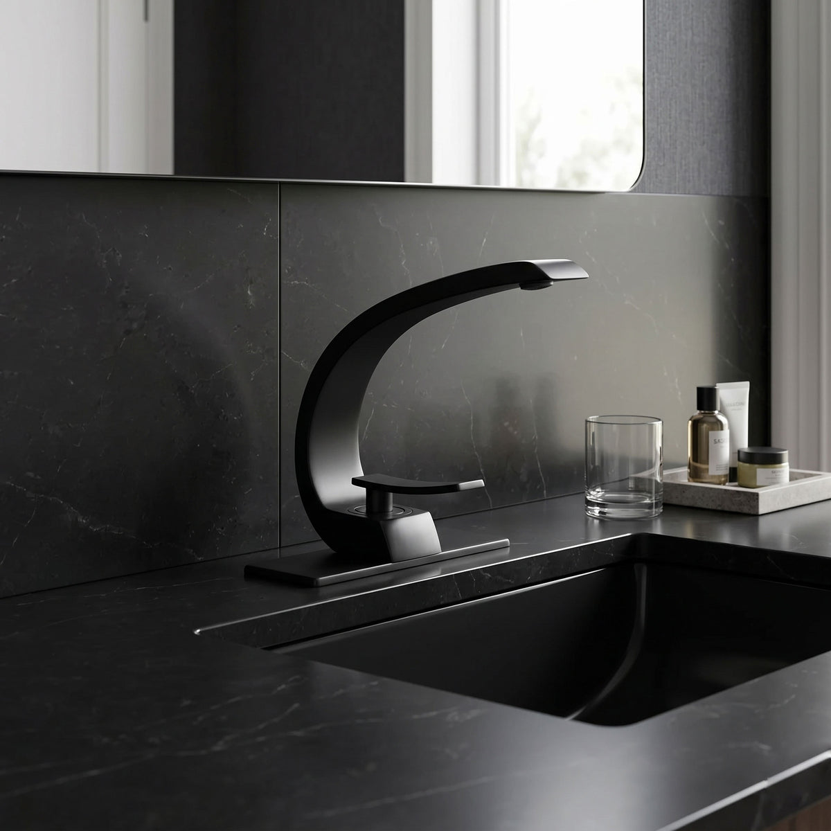 Arc Spout Single Lever Faucet for Deck-Mount Install