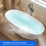 Artificial Stone Resin Freestanding Bathtub Soaking Tub Solid Surface Stand Alone Bathtub with Pop-up Drain and Hose