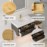 36-Inch Floating Bathroom Vanity with LED Lighting & 2 Drawers