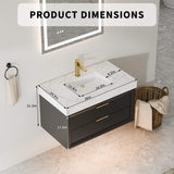36-Inch Floating Bathroom Vanity with LED Lighting & 2 Drawers