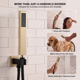 Matte black and brushed gold handheld shower sprayer for flexible rinsing and bathroom cleaning